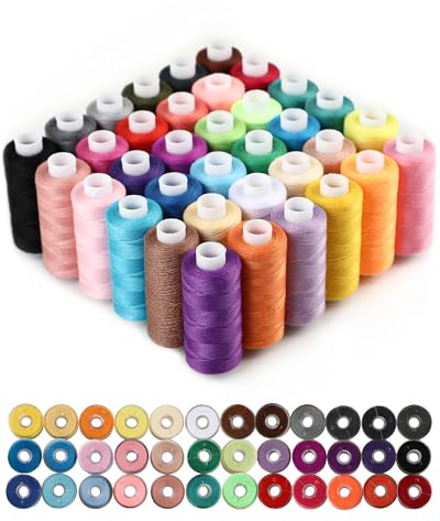 Set Cucito 72 Pezzi con 36 Colori – Kit Cucito da Casa con Ago e Filo per Cucire in Poliestere 100% (400 Yard per Rocchetto), Filo da Ricamo per Uso Quotidiano