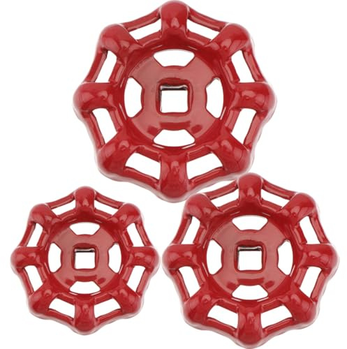 Absperrhandrad 6×6mm 7×7mm 8×8mm aus Gusseisen Rot 3 Stück | Wasserhahn Griff, Wasserschiebergriff, Metallgriff, Ersatzradgriff