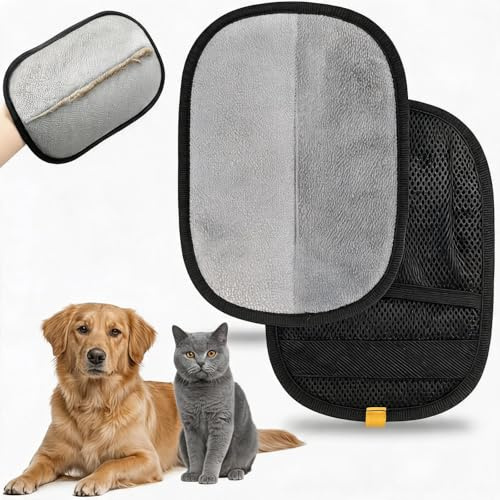 Mepham Tierhaarentferner Handschuh - Fellmagnet für Katzenhaare & Hundehaare, Doppelseitiger Haarentferner Tierhaare, Waschbar & Wiederverwendbar, Fusselhandschuh für Sofa, Kleidung & Auto