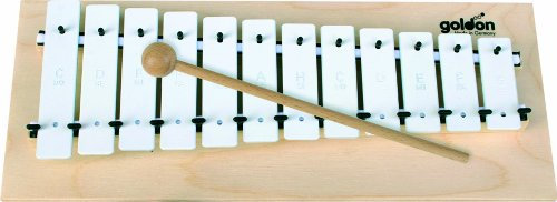Goldon - Metallophon 12 weisse Klangplatten c''' - g'''', auf Holzbrett