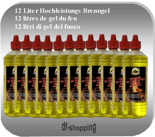 12 Litres de Gel-Combustible de Haute-Performance en Bouteilles de 1 Litre