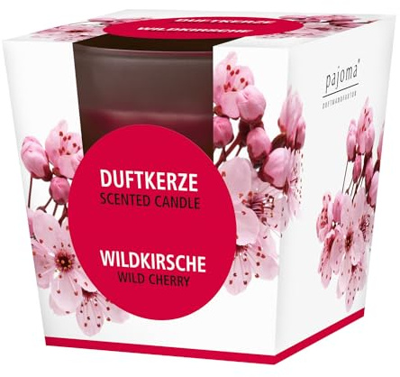 Pajoma 91042 - Vela aromática (en Soporte de Cristal Satinado, Aroma de Cereza)