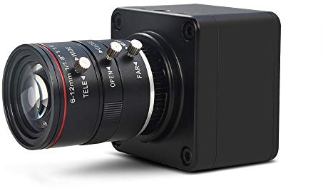 MOKOSE Fotocamera USB 4K a 30 fps con obiettivo manuale varifocale da 6-12 mm Webcam UVC Free Drive compatibile con Windows Mac OS X Linux