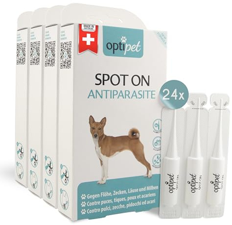 Optipet Spot On für Hunde 24x1,5ml Pipetten, Hochwirksam bis zu 96 Wochen gegen Milben, Flöhen, Zecken, Läusen