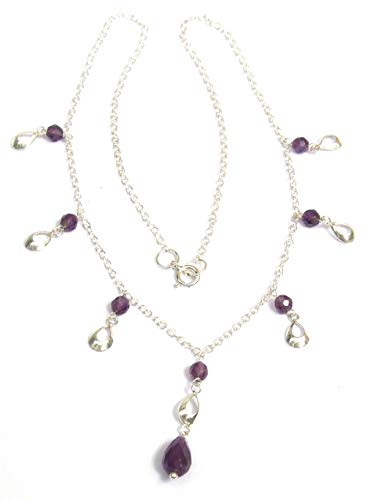 markasitschmuck.de Collier 8x lila Amethyst facettiert 925 Silber Tropfen hochglanzpoliert GracyCollection