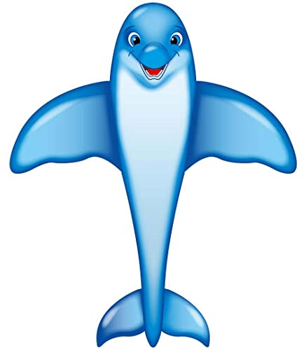 HQ Design - Flying Creatures, Kinderdrachen Flugdrachen Einleiner Drachen zum steigen Lassen, wenig Wind ab 5 Jahren, Polyesterschnur auf Spule oder Griff (Dolphin Kite)