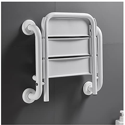 Duschstuhl Klappbar Wandmontage Duschsitz Klappsitz Wand Klappbar Duschhocker Wandklappstuhl 150 kg Badezimmer Hocker Bank Klappstuhl Schuhhocker für Eingang, Foyer, Garderobe, Balkon, Bad(Color:Weiß)