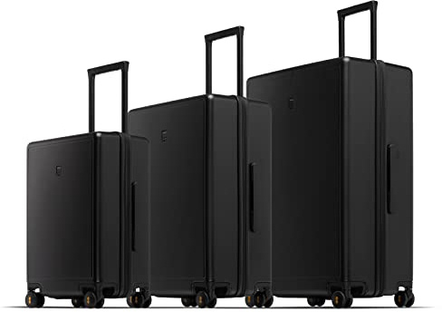 LEVEL8 Koffer Set 3 Teilig Groß Koffer mit Organizer,Business Trolley Handgepäck Hartschalen Leicht 100% PC TSA 8 Spinner Rollen Reisekoffer Elegance Matte Design(Schwarz, 40L/65L/105L)