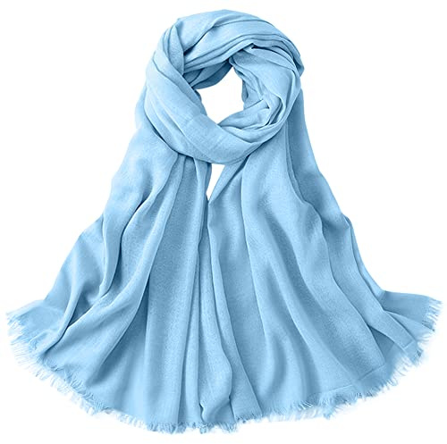 Camilife Damen Herren Viskose Langer Schal Tuch Stola Halstuch Sonnenschutz Groß Strand Schultertuch Tuch Wickeln mit Fransen Super Weich Komfort für Frühling Einfach Basic 95×195cm - Einfarbig