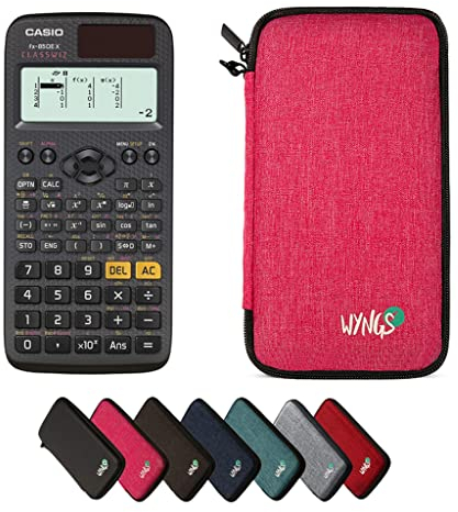 Casio fx-85DE X ClassWiz inkl. WYNGS Schutztasche Pink - Wissenschaftlicher Taschenrechner - Basic Set