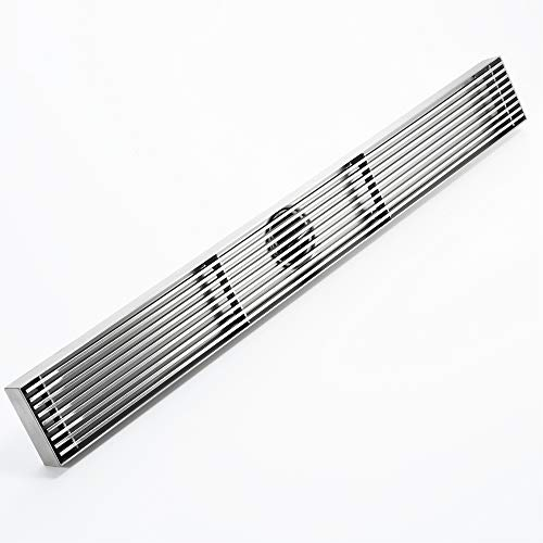 SHUGUANG Duschablauf Rostfreier Stahl Duschrinne Bodenablauf mit Abnehmbarem Bezug und Haarfilter, 60 * 7CM, Anti-Geruch, Anti-Verstopfen, für Bad, Küche, Keller und Garage,Brushed