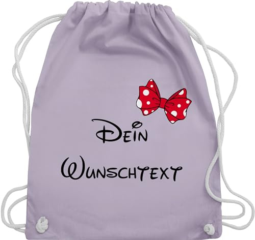 Turnbeutel Rucksack - Aufdruck selbst gestalten - Wunschtext mit Schleife I - Unisize - Pastell Lila - jga beutel stoffbeutel name personalisierte freundin sportbeutel sporttasche für kindergarten