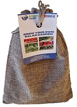 Amazing Health Grow Your Own Vegetable Seeds Kit – 6-Pack Salad Seeds with Tomato, Cucumber, Sweet Pepper, Spring Onion, Mixed Leaf Lettuce and Rocket