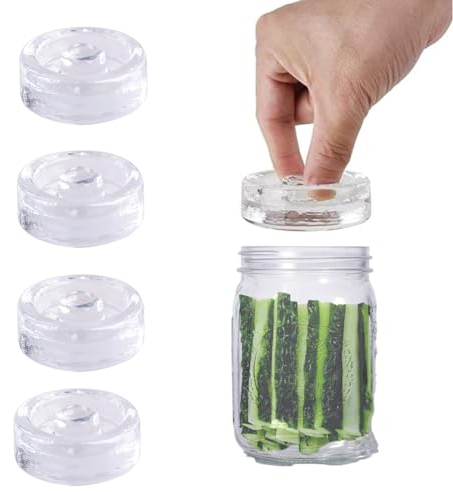 Fermentation Steinglas Wide Mouth Einmachglas Fermentierung Glasgewichte zum Fermentieren Gewichte zum Einlegen und Fermentieren zum Fermentieren von Sauerkraut, Gurken, Kimchi, Pickles, 4 Stück