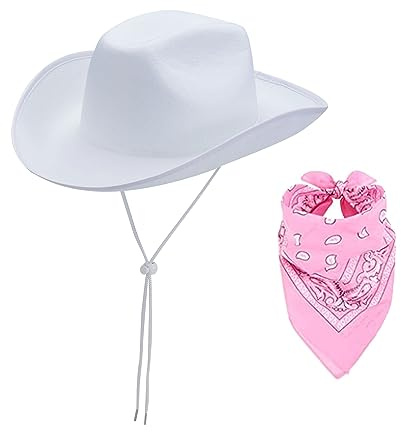 Qianderer Cowboyhut mit Bandana – Federboa-Cowgirl-Hut für Damen und Herren, Junggesellinnenabschied, Halloween