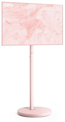FITUEYES Design Small Rolling TV Cart for 24-48 Inches Television, Minimalist Modern TV Floor Stand on Wheels Fits Max VESA 200x200mm, V2 Portable Smart Television Stands, Pink, Master Series