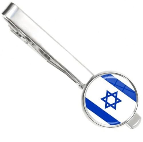 Israels flagga slipsklämma 16 mm rund israelisk nationell flagga slipstång för män och pojkar metall slipsklämma för fest bröllop vardagskläder, 0.63inch, abs