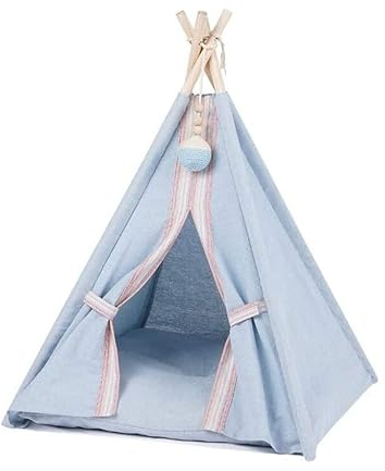 Haustierbett Hundebett Katzenbett, Haustier-Tipi-Haus, Zusammenklappbares Haustierzelt, Haustierbett, Katzenbett Mit Kissen, Pompom-Zwinger, Haustiernest Katzenbett Tierbett