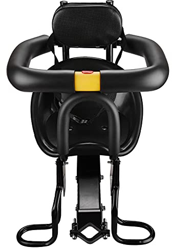 Fesjoy Sicherheit Kinderfahrradsitz Fahrrad Vorne Babysitz Kindersattel mit Fußpedalen Unterstützung Rückenlehne für MTB Rennrad