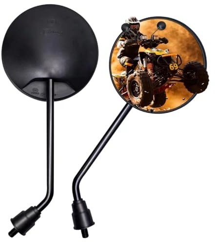 Cretassion Specchietti Moto E4 Omologati, Specchietto Retrovisore 360 Rotanti, 8mm Filettato, per Scooter, Roller, Cruiser, ATV, Moped, Quad 2 Pezzi
