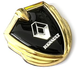 Emblem aus Metal in Gold Aufkleber mit Klebepad passend für Auto Tuning Style mit Logo. Für Fender, Gebäude, Innerraum usw. Sticker mit Emblem. (35mm x 40mm x 5mm) (Renault)