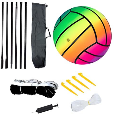 Outdoor-Volleyballnetz – Robustes Sportnetz | Badminton-Netzschläger | Volleyballnetz | Tragbar von höchster Qualität | Volleyballnetze mit Aufbewahrungstasche für Tennis, Volleyball, Badminton