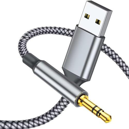 Vcddom Adaptateur USB vers prise audio TRS 3,5 mm, câble auxiliaire USB vers câble auxiliaire de 3,5 mm compatible avec ordinateur portable, PC, PS5/4, câble audio USB vers jack stéréo 3,5 mm pour