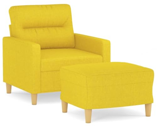 ULUYYUC Schlafsofa Bodensofa Schlafcouch Ecksofa - Sessel mit Hocker Hellgelb 60 cm Stoff für Terrasse Lounge Party Garten