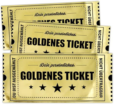 Eummel 3 Stück Goldenes Ticket | Freirubbeln Gutschein zum selber ausfüllen mit Rubbelaufkleber | Geschenke Männer Geburtstagsgeschenk Geschenkidee Frauen