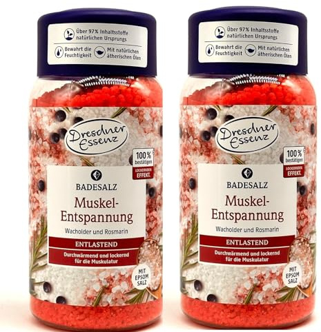 2er Pack Dresdner Essenz Badesalz Muskel Entspannung Wacholder Rosmarin 2 x 600g
