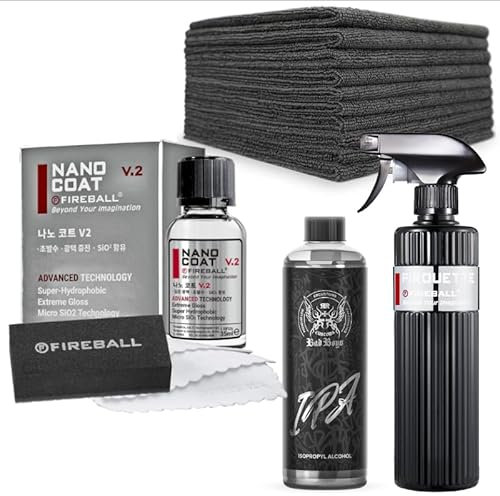 Fireball NANO COAT V2 Auto Keramikversiegelung Premium Lackpflege Set - High End Auto Lackversiegelung + 1x Fireball Pirouette Detailer + IPA Lackentfetter + 10 Premium Poliertücher