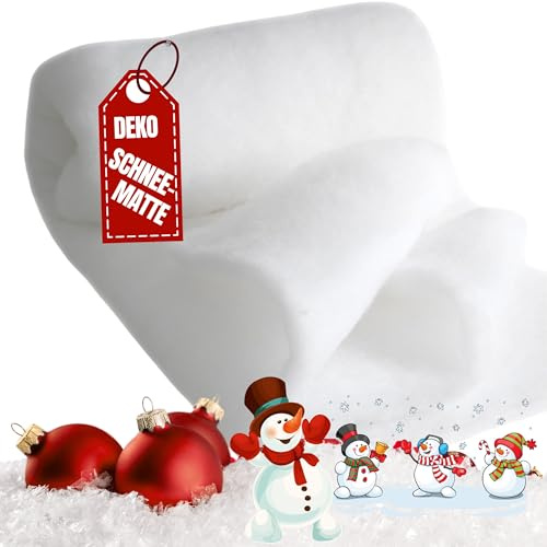 Qooltex Schneedecke 500x160cm LxB 18mm dick - Kunstschnee Deko Schneematte | Schneevlies Weiß in vielen Maßen - Schneedeko Watte Kunstschnee aus der Rolle - Künstliche Schneewatte