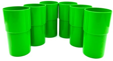 Kimmel 6 Stück Trinkbecher 330 ml Becher Partybecher Plastikbecher, aus Kunststoff, Mehrweggeschirr, Farbe grün