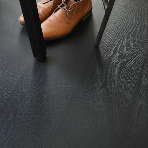 Sol Vinyle Résistance Pro - Parquet Bois Vintage Peint - Noir - Rouleau de 3.00m x 5m