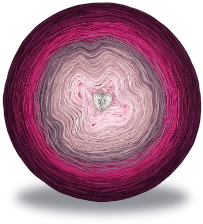 WolleAmore Bobbel Ombre Farbverlaufsgarn Handstrickgarn – 1000m/200g – 3-fädige Baumwoll und Acryl 50/50 Mischung für Stricken & Häkeln-mi amore