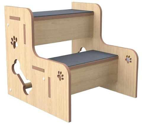 Baoblaze Escalera de Madera Escalera para Perros Escalera, no Deslizamiento, Suave, liviano para la Cama Gato Paso para Gatitos Mascotas pequeñas Animales, 2 Capas