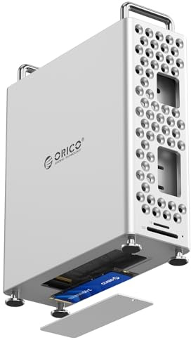 ORICO MiniPro Mac mini M4 Dockingstation & Stand mit Externem SSD-Gehäuse, 10Gbps USB-C-Hub, vertikales Aluminium Schutzhülle kompatibel mit Mac mini M4/M4 Pro - MS10