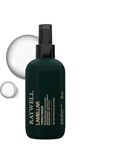 Raywell B.io Thermo Shimmer Spray – Värmeskyddsspray med anti-frizz och anti-statisk effekt för långvarig glans, aktiv tack vare hårtorksvärme, professionell ekologisk formel utan silikoner