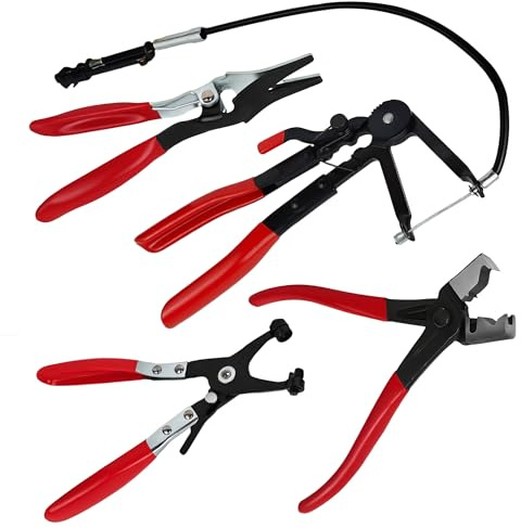 WENLISELL 4 PCS Hose Clamp Pliers Set | Clic-R Type Clamp, Long Reach Hose Clamps Pliers, Removing Hoses Clamps, Fuel Line Plier for Oil Lines Water Hose Repair