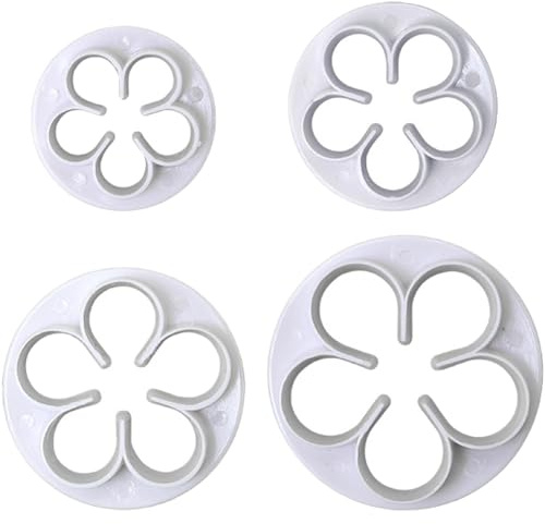 Fituenly Lot De 4 Emporte-pièces en Plastique en Forme De Fleur De Rose, pour Pâtisserie, Fondant, Biscuits, Décoration De Gâteaux, Outils De Cuisson
