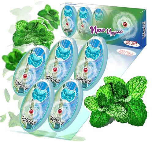 icMentol - 500pcs Menthol Ball for Cigarettes, Menthol Capsules, Crushballs, Crush Balls for Cigarettes, Crush Balls for Cigarette Filter Tips (5 Packs of 100pcs, Blue Mint)