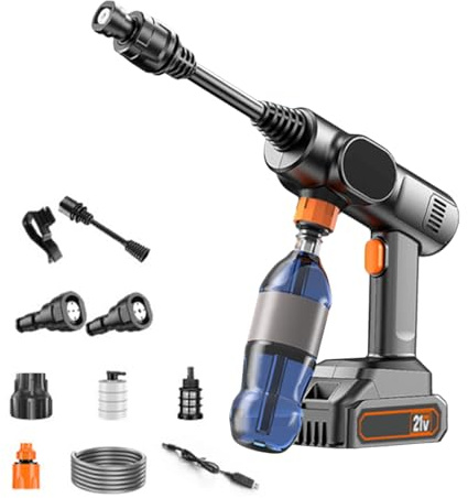 Renchey Hidrolimpiadoras Inalámbricas - Limpieza con Agua a Presión - Máquina Manual con Boquilla Ajustable 2 Modos Portátil para Terraza Y Coche