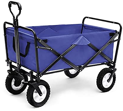 Chariot pliable robuste – Chariot multifonction pour le linge et le jardin pour le camping, la pêche, le shopping – Chariot utilitaire portable à 4 roues