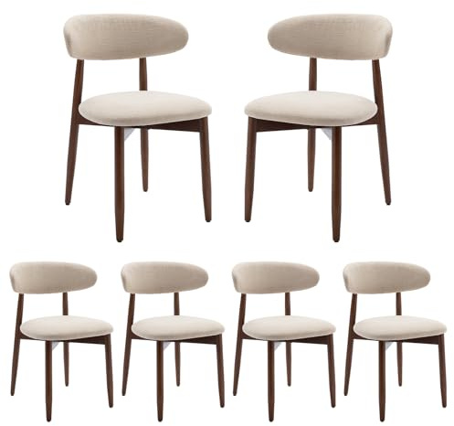 COLAMY Modern Dining Chairs Set with Wooden Legs – Upholstered Fabric Dining Room Chairs with Curved Backrest, Soft Cushion Seat, and Sturdy Rubberwood Frame for Kitchen, Living Room, or Café