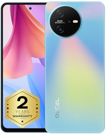 OSCAL Tiger 12 Smartphone, 24 Go+256 Go (Jusqu’à 1To TF), Écran 6,78″ FHD+ 120 Hz, Caméras 64+13MP, Batterie 5000 mAh + 33W Fast Charge, Dual SIM/NFC/GPS, 2 Ans Garantie (Bleu Céruléen)
