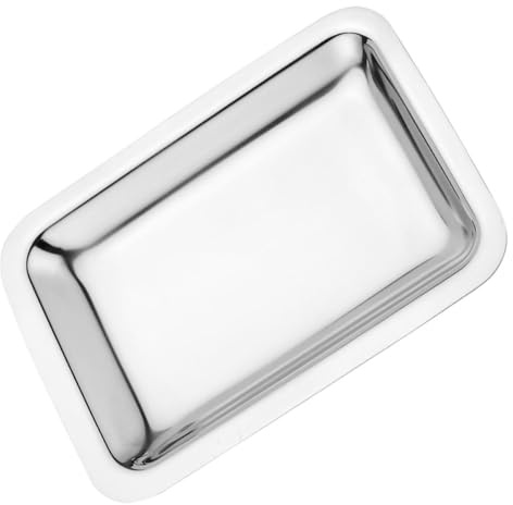 GARVALON Plateau Service Inox Rectangulaire Résistant pour Apéritifs et Serviettes d'Hôtel, Surface Polie, Bords Antidébordement, Adapté Maison et Restauration Réutilisable