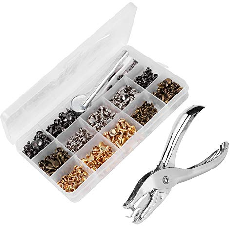 TOPINCN Kit di Pinze per Rivetti a Doppia Faccia Strumento di Installazione in Ferro Ad Alta Resistenza per Artigianato Fai-da-te, 240 Set Pinze per Pressatura a Mano per Cinture Giacche Zaini