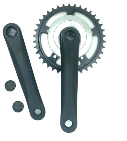 Floweringbeter Set corona e manovella per biciclette pieghevoli 42T 38T costruzione in alluminio con pedivella da 170 mm e supporto quadrato conico (nero + argento 38T)