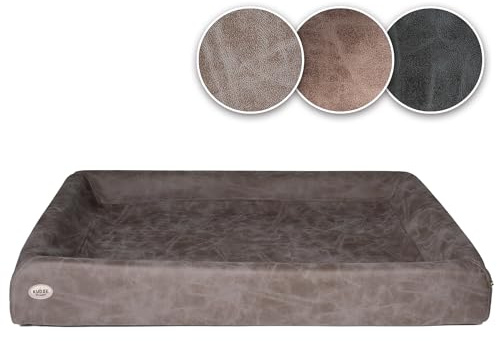 SABRO KUDDE Orthopädisches Hundebett – Martin Rütter – Hochwertige Wildlederoptik – Waschbar & Wasserabweisend – Ergonomisch – Premium Haustierzubehör für Kleine, Mittelgrosse Hunde in Taupe
