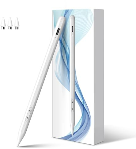 MEKO Universal Touchscreen Stift für Tablet und Handy mit Schnellladen | Kompatibel mit iPad, iPhone, Android, Samsung und Xiaomi; zum Schreiben und Zeichnen auf kapazitiven Touchscreens, Weiß